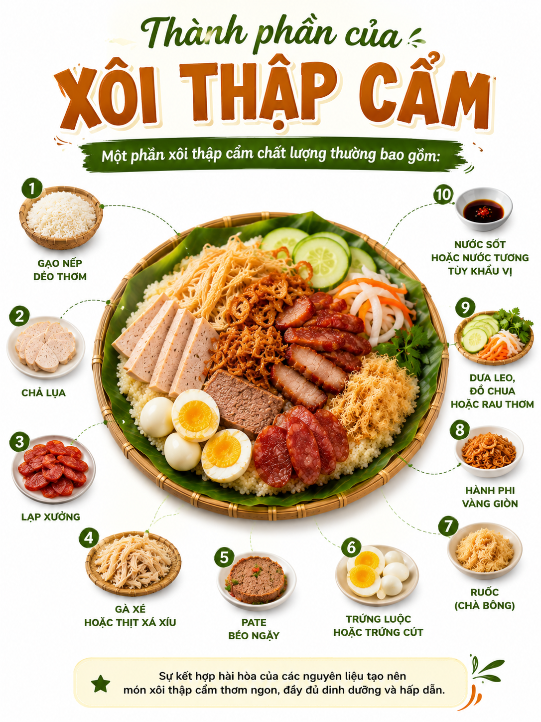 thành phần trong xôi thập cẩm