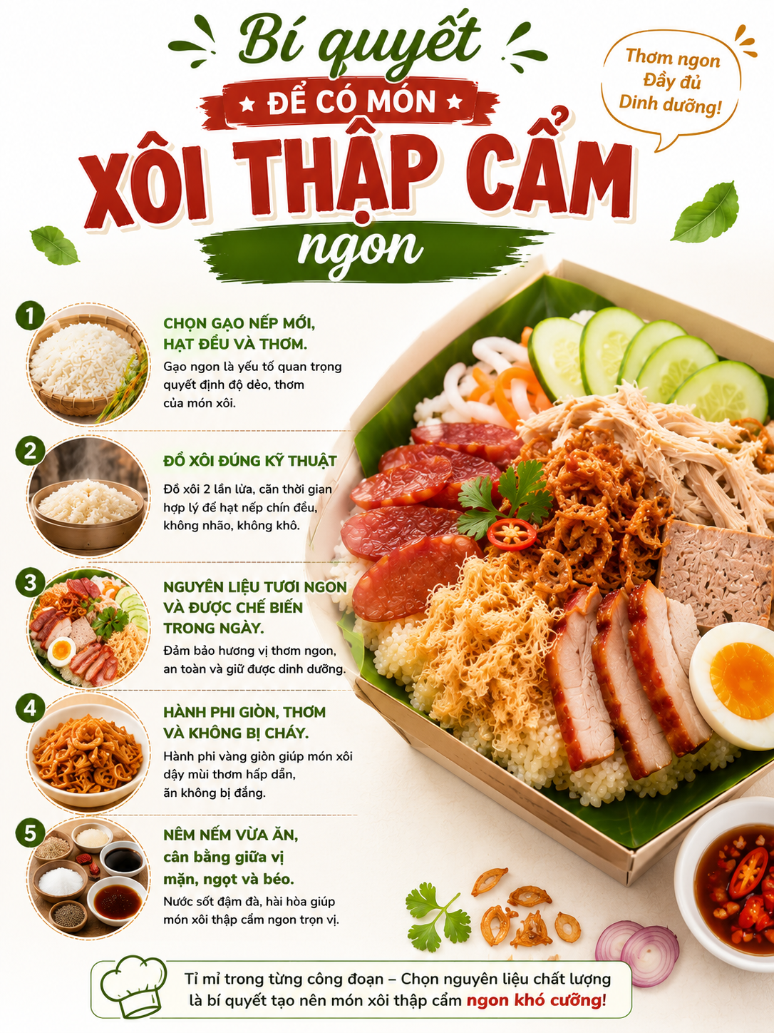 bí quyết chọn xôi thập cẩm ngon