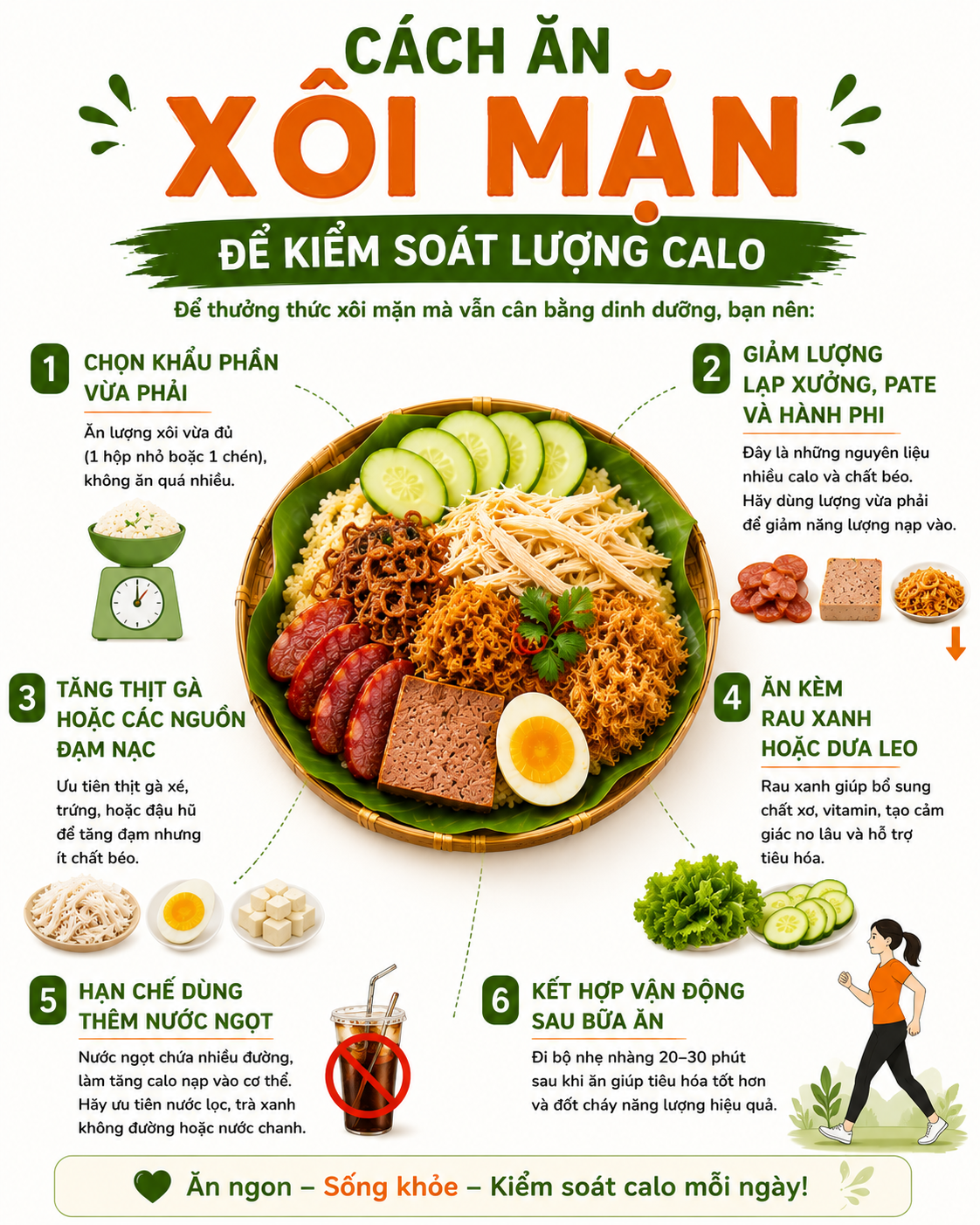 cách ăn xôi mặn để kiểm soát lượng calo