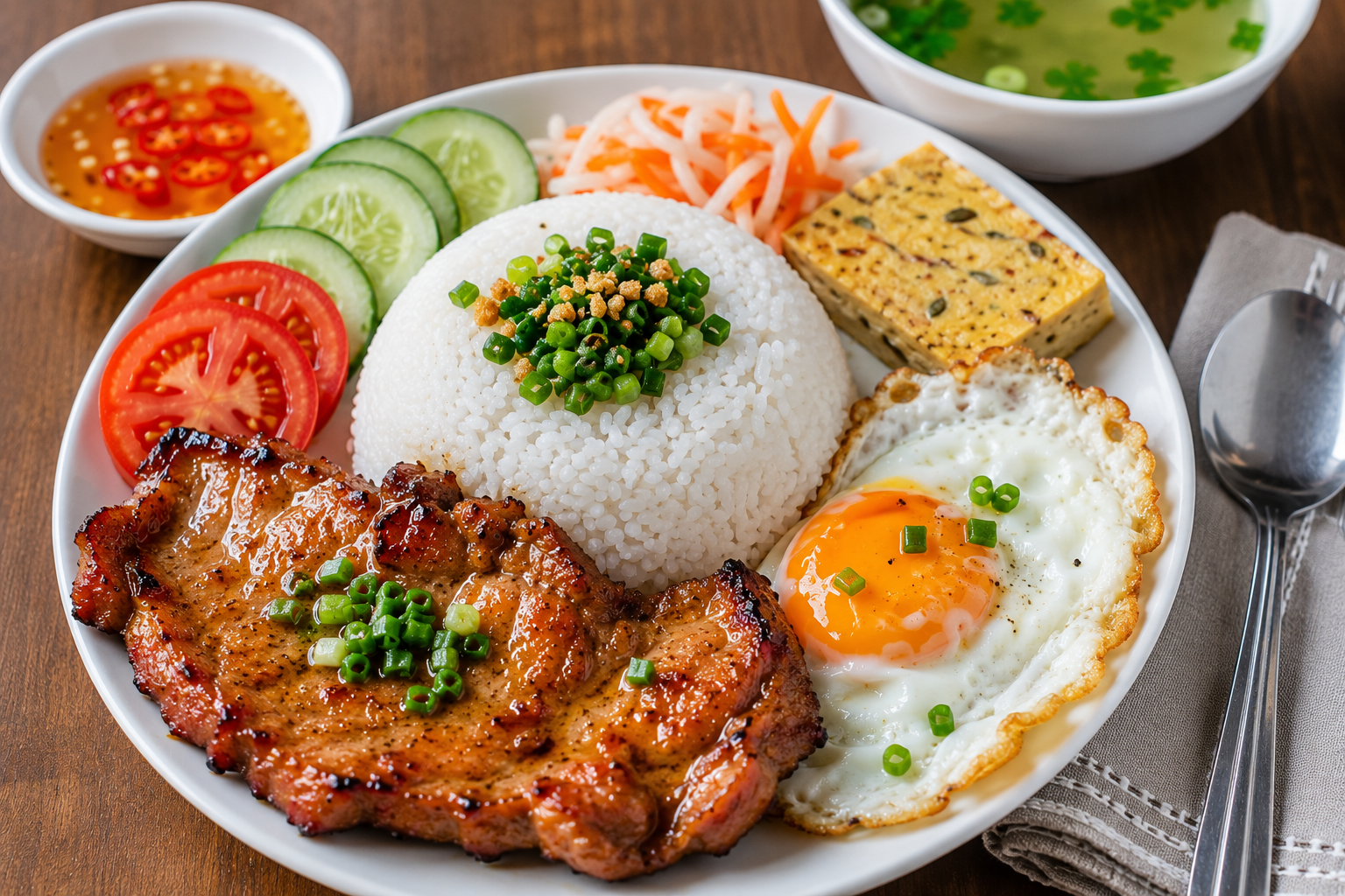 cơm sườn trứng
